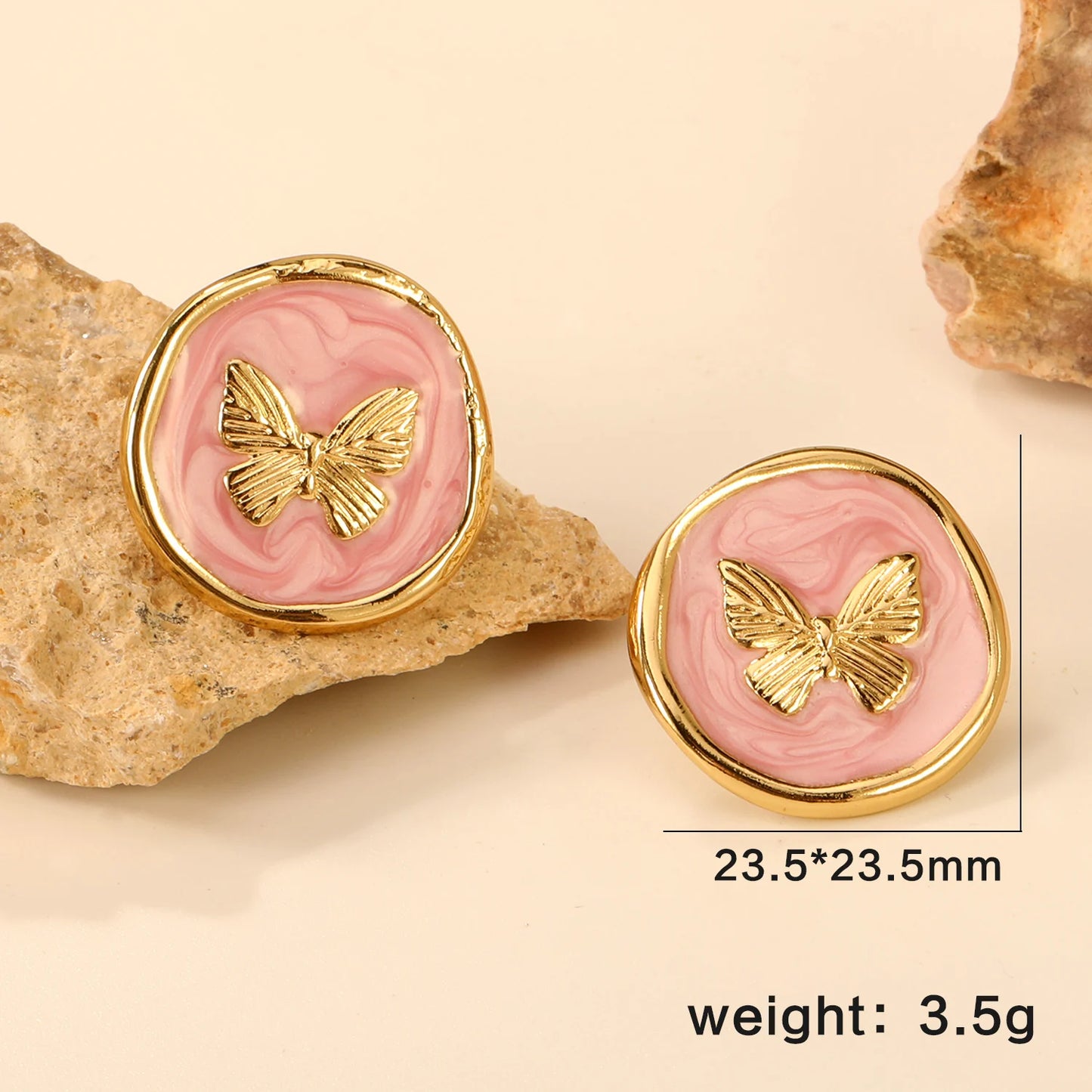 LUXUSTEEL Irregular Vitality Earrings Butterfly Women Stud Earrings Round Stainless Steel Female Ear ring Elegant Jewelry Gift