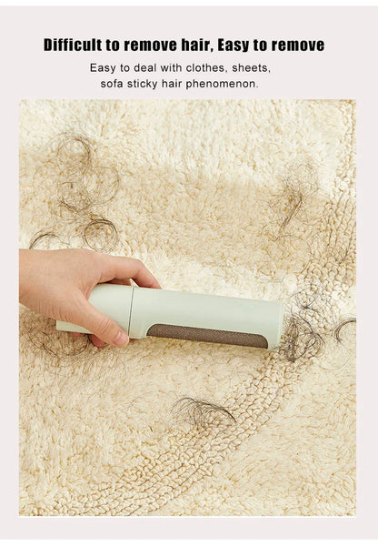 2-1 Reusable Pet Hair Remover Brush Lint Roller Self Cleaning Cat Dog Fur Hair Dust Removal Brush for Clothes Portable Effective