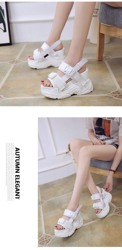 Platform Sandals Women 12cm 2025 High Heels Sexy Open-toed Sandals Wedge Increased Shoes Ladies Beach Summer Sandalia Casual