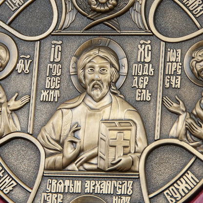 Orthodox Church Icon Metal Jesus Statue Religion Character Image Church Home Wall Hanging Wood Frame Icon