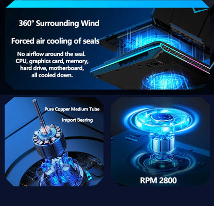 Gaming Laptop Cooling Pad, Laptop Cooling Stand with 5.5inch External Cooling Fan, Rapid Cooling Laptop 15.6-21inch