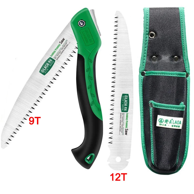 LAOA Quick folding saw, adjustable angle, waist hanging hand saw, woodworking saw, camping saw, hand board garden saw