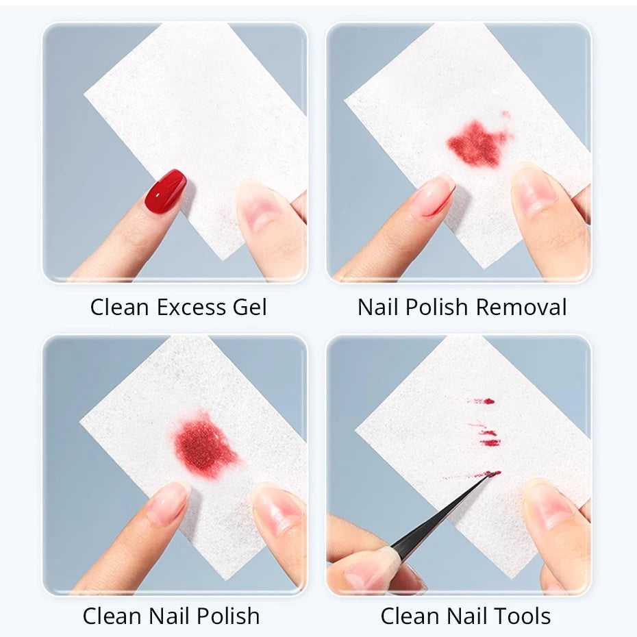 450pcs Lint-Free Nail Polish Remover Wipes Cotton Wipes Manicure Cleaner UV Gel Nail Polish Removal Pads Papers Cleansing Tools