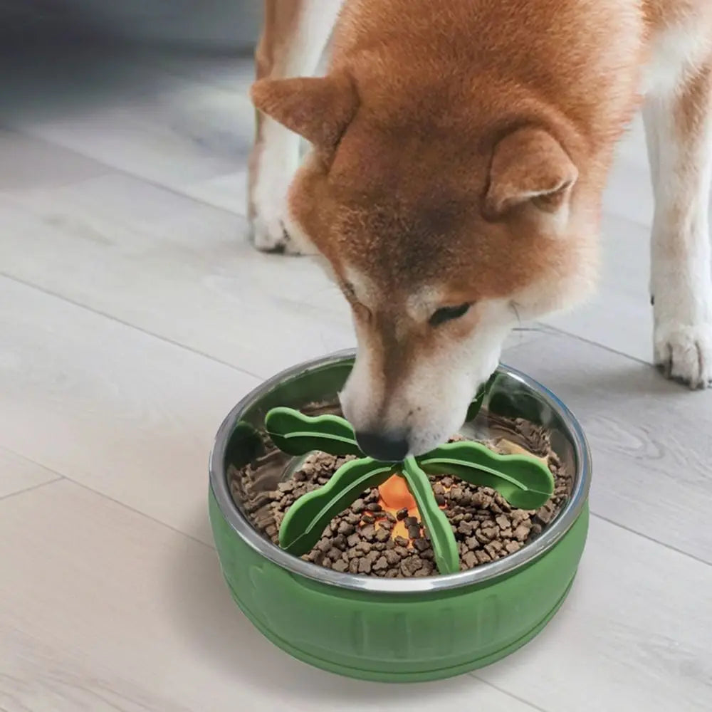 Silicone Pet Bowl Slow Feeder Fun Shape Rotatable Pet Slow Food Dispenser Bloat Stop with Sucker Dog Food Separator