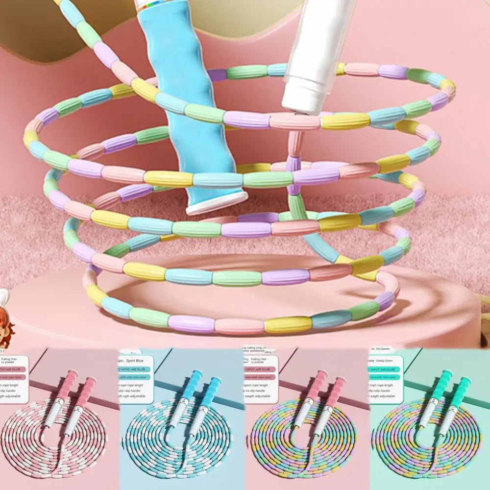 Bamboo Joint Soft Bead Skipping Rope Anti-Skid Solid Color Segmented Fitness Jump Rope Unisex 2.8m Sports Rope Children