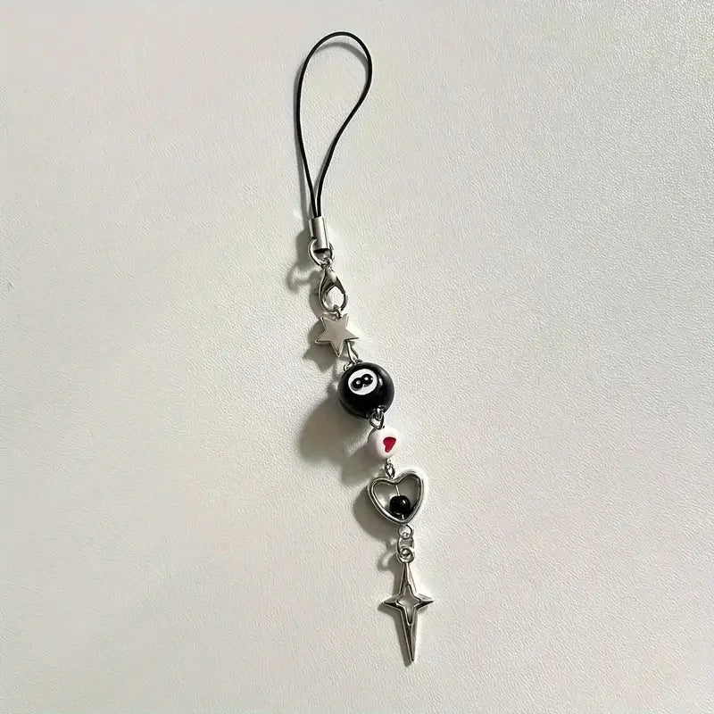 Star & Love Mobile Phone Chain, Sweet Cool Dark Mobile Phone Chain, Cute Mobile Phone Charm,  Keychain Pendant