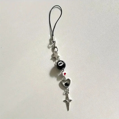 Star & Love Mobile Phone Chain, Sweet Cool Dark Mobile Phone Chain, Cute Mobile Phone Charm,  Keychain Pendant