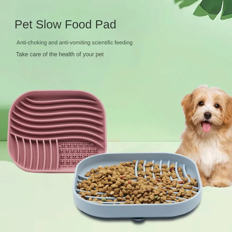 Silicone Pet Licking Mat Multifunctional Pet Food Bowl Cat and Dog Meal Basin Mat with Suction Cup Slow Feeding Placemat