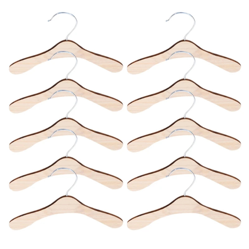 10 Pieces Wooden Pet Apparel Hangers Wooden Portable Clothes Hanger Durable Gift