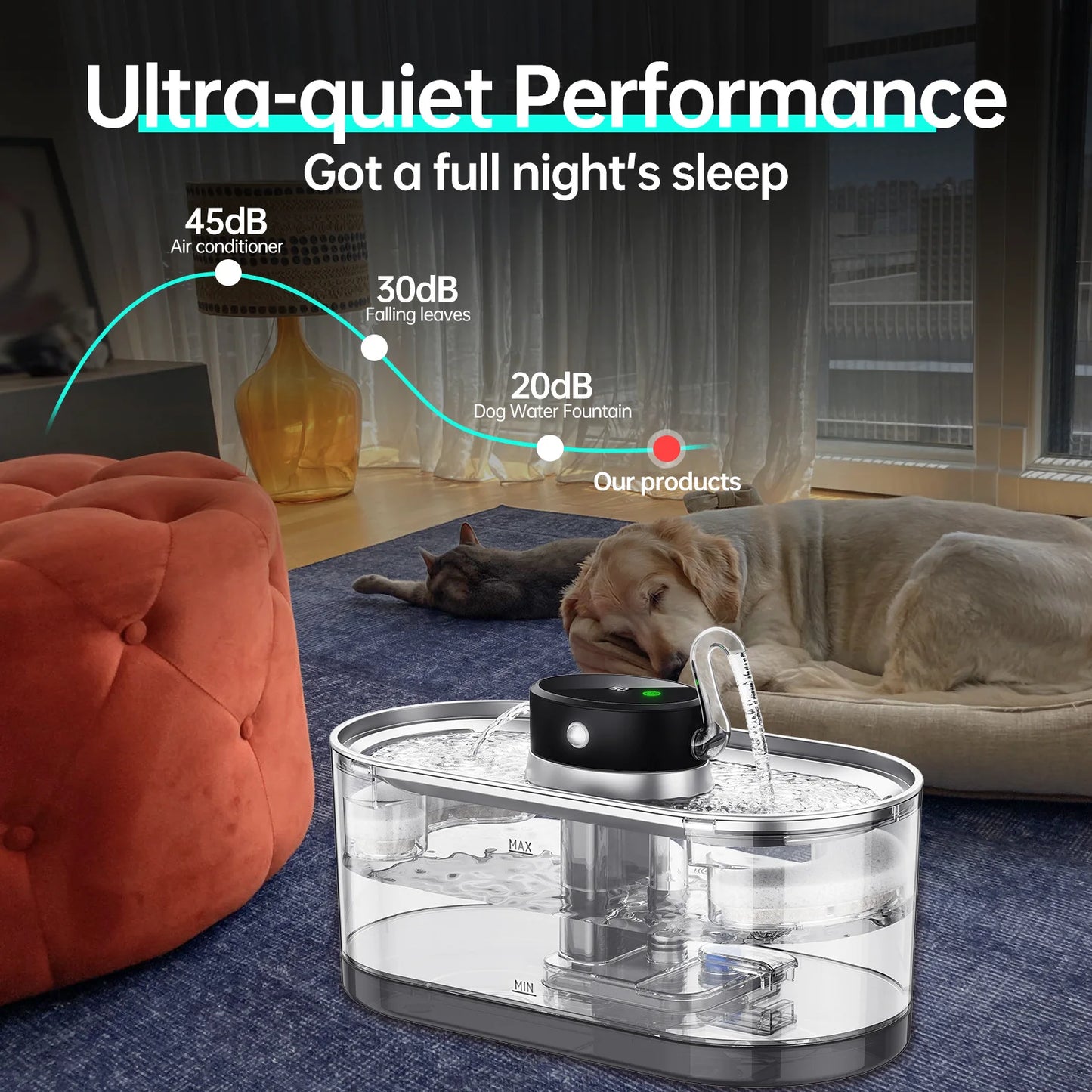 Stainless Steel Wireless Smart Cat Water Fountain 5000mah Pet Water Dispenser for Dog Cat Infrared Sensor Pet Drinkier Fountain
