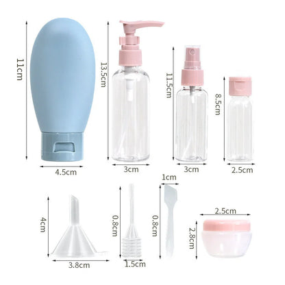 11 Pack Travel Bottles Set Leak Proof Portable Toiletry Squeezable Containers Clear PET Flight Size Cosmetic Containers JAF269
