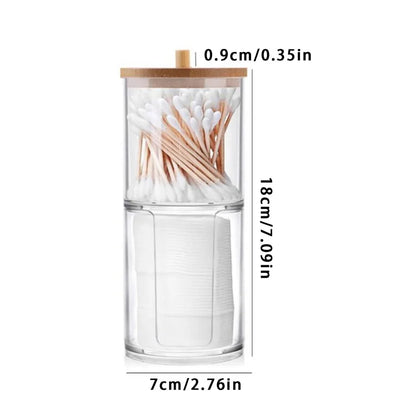 Cotton Swab Holder Bathroom Dispenser Storage Cotton Ball, Cotton Swab, Cotton Round Pads, Floss Picks - Clear Canister