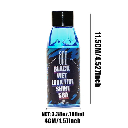 Black Wet Look Tire Shine Dressing -Automotive Clear Coat Tire Dressing Spray for Glossy Wet Tire Look, Vinyl & Plastic, with UV