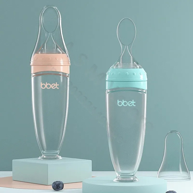 BBET Squeezing Feeding Bottle Silicone Newborn Baby Training Rice Spoon Infant Cerea Food Supplement Feeder Safe Tableware