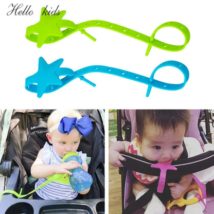 Baby Stroller Hook Silicone Star Pacifier Chain Non-Toxic Teether Strap Kids Toy Holder Organizer Stroller Accessories