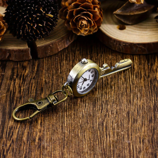 Key antique copper keychain watch pocket watch quartz watch student necklace watch hanging watch accessory