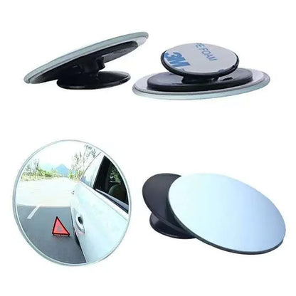Car Small Round Mirrors Blind SpotRear View Mirror Auxiliary Reversing Parking Convex Mirror 360 Degree Adjustable ﻿