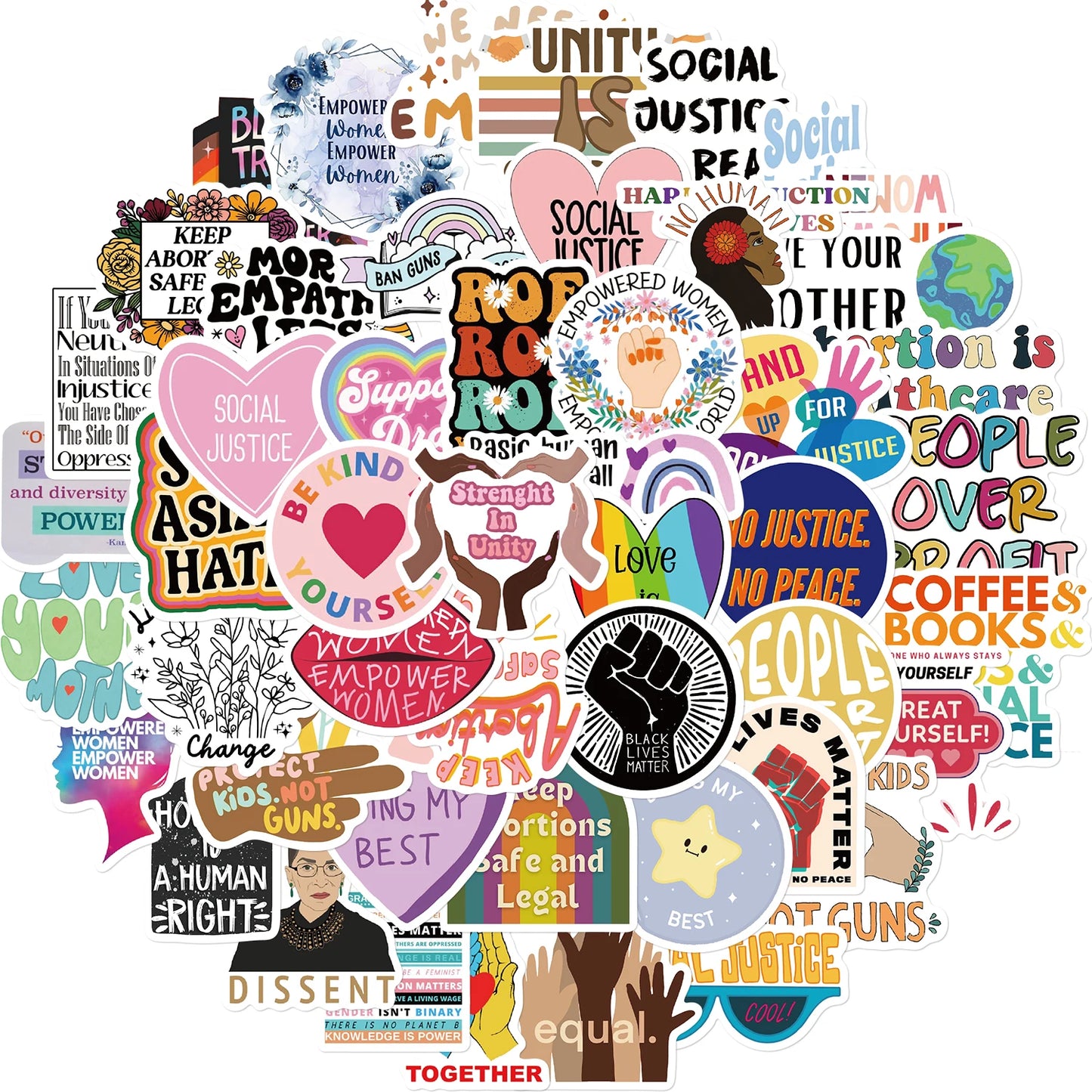 50PCS Social Justice Graffiti Stickers Handbooks Phone Cases Laptop Insulators Decorative Stickers