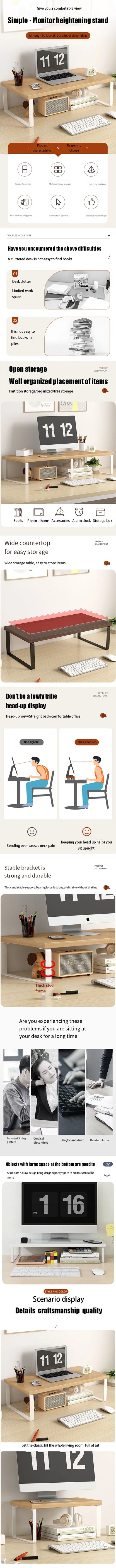 Storage Shelves Organizers Base Lifting Bracket Organizer Storage Rack Computer Table Shelf Multifunction Home Organization