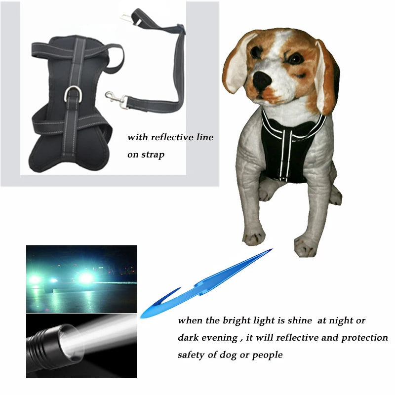 Dog Car Safety Chest Seat Belt Pet Harness Adjustable Vehicle Breathable Safe Dogs Belt Harness Walking Harness With Belt Leash