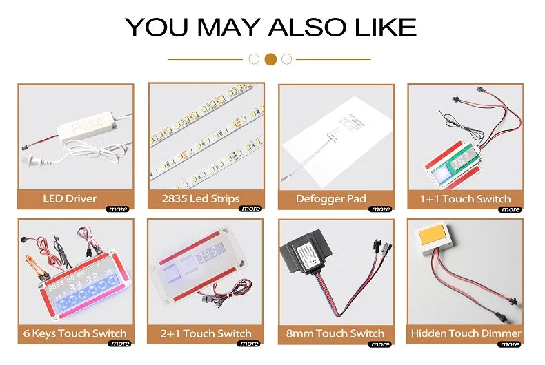 Salon Smart Mirror Light Sensor Switch Set 12V LED Light Bathroom Mirror Touch Switch Dimmer