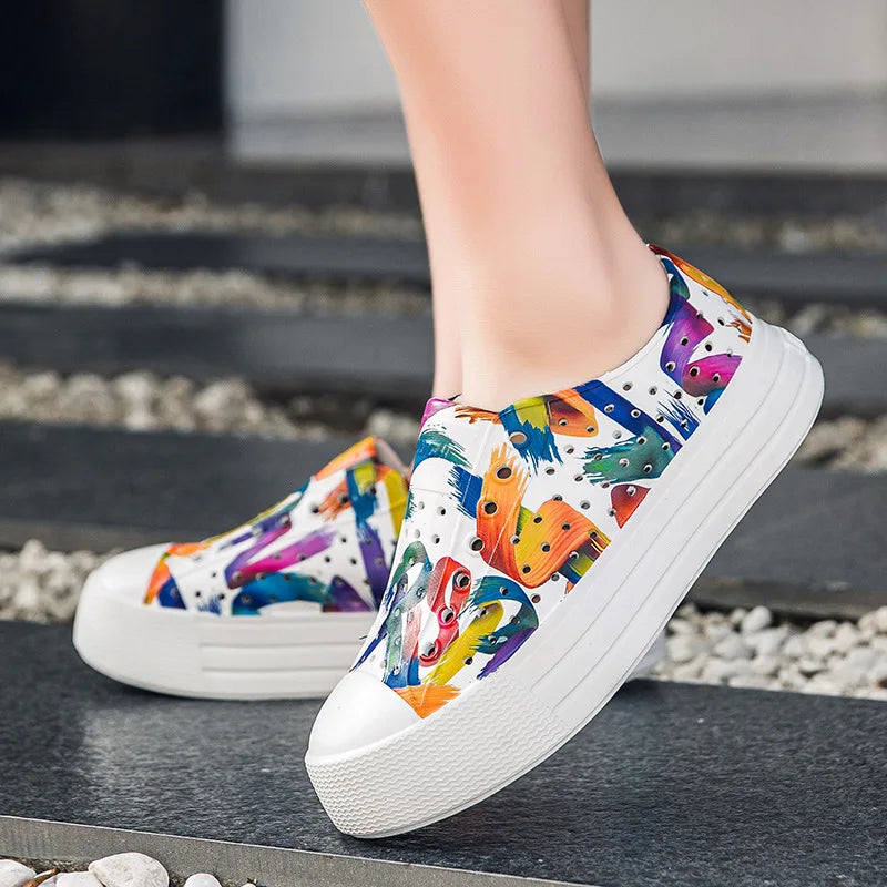 Summer Women Beach Sandal EVA External Wear Cave Sandal Big Kid Casual Shoe Heightening Sandal Thick Bottom Hole Garden Shoe