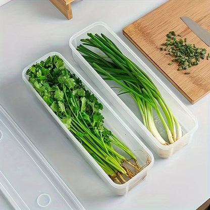 2/4PCS Long Rectangular Food Storage Containers, Plastic Reusable Refrigerator Organizer Boxes Kitchen Accessories
