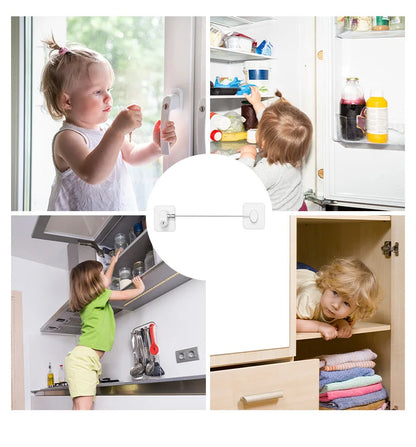 Baby Safe Refrigerator Lock with Key Code Lock Baby Safety Cabinet Lock Sliding Wardrobe Door Lock Home Limiter