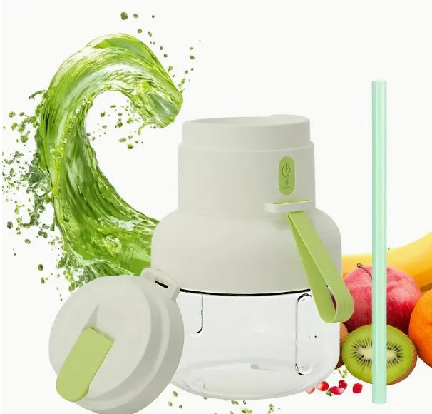 Portable electric juicer blender, wireless USB charging, straw cup, button control, blender portable.