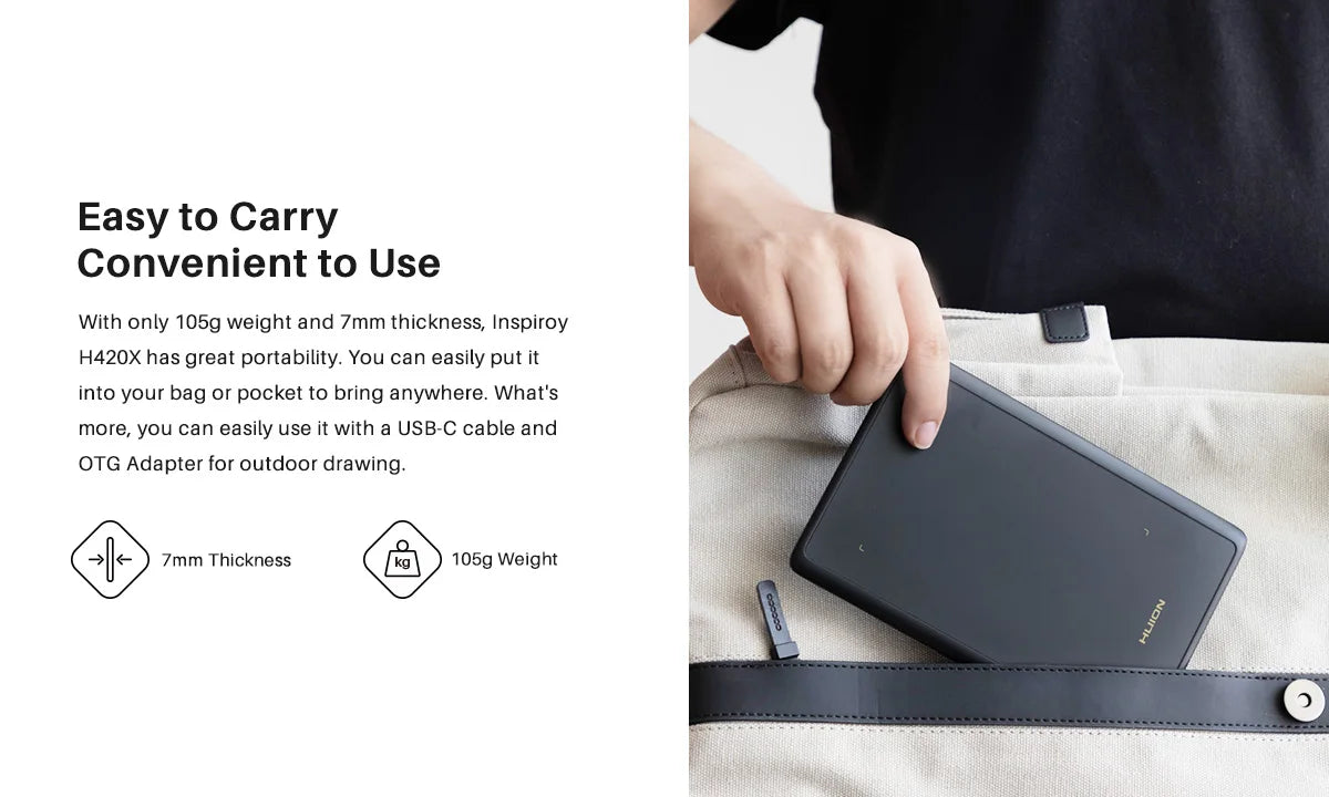 Graphics Tablet HUION H420X Digital Drawing Tablet Graphic Tablet for Painting with Battery-Free Pen PW100 8192 L