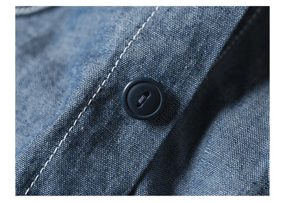 Bronson Repro USN Chambray Work Shirt Rugged Men's Selvedge Workwear Light Blue