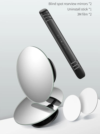 Baseus 2Pcs Car Mirror HD Convex Mirror Blind Spot Auto Rearview Mirror 360 Degree Wide Angle Vehicle Parking Rimless Mirrors