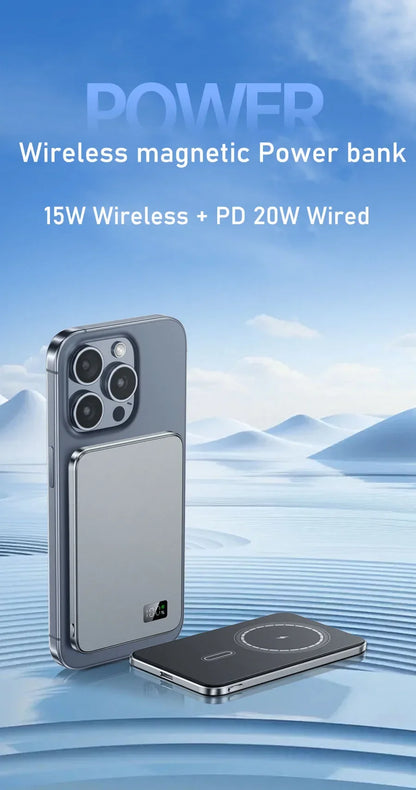 Wireless Magnetic Power Bank 10000mAh External Battery Mini PowerBank with Digital for Magsafe IPhone 15 14 13 12 11 Poverbank