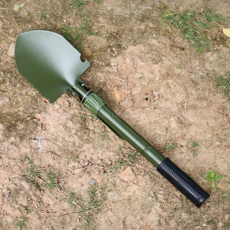 Foldable Portable Mounted Shovel Camping Tent Outdoor Shovel Self-defense Survival Tool Compass Storage Bag