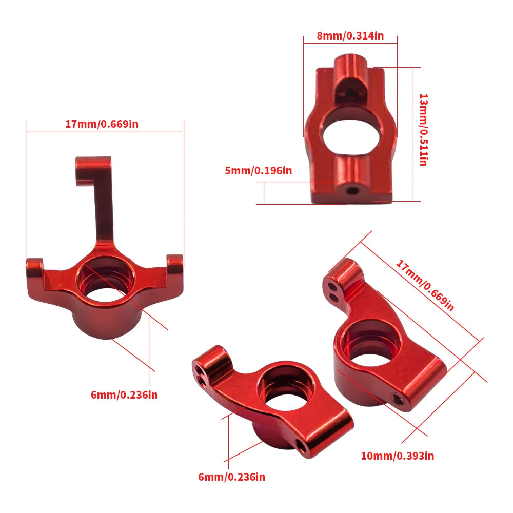 Front Steering Knuckles, Caster Blocks C Hubs and Rear Hubs Meta Aluminum For Losi Micro b Upgrades Parts 1/24 Accessories Rc Ca