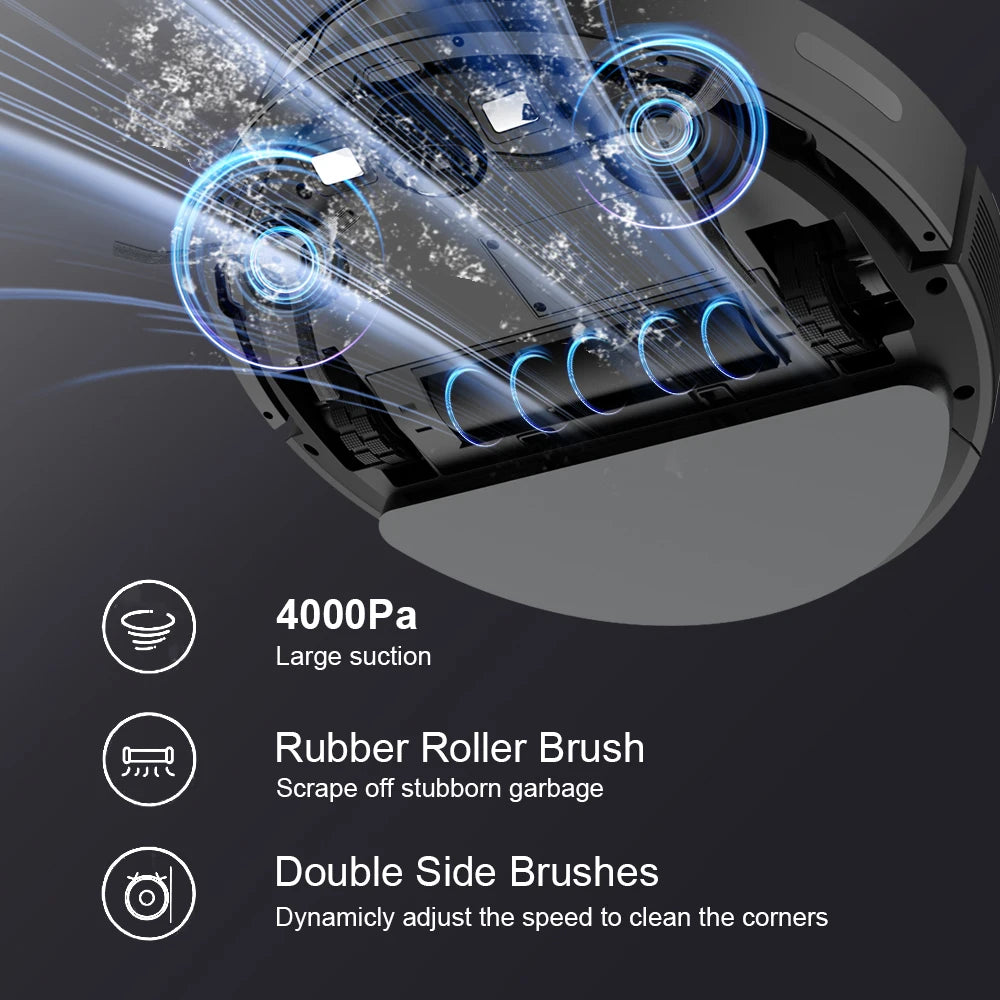 Robot Vacuum Cleaner Combo Mop,4000PA Suction Robotic,WiFi/Voice Control,Auto-Recharge,Pet Hair For Home Vacuum Cleaning Robot