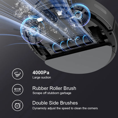 Robot Vacuum Cleaner Combo Mop,4000PA Suction Robotic,WiFi/Voice Control,Auto-Recharge,Pet Hair For Home Vacuum Cleaning Robot