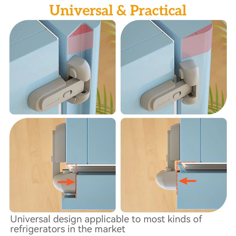 2Pcs Safe Fridge Lock, Child Proof Refrigerator Freezer Door Lock, Protect Refrigerators With Sealing Strips