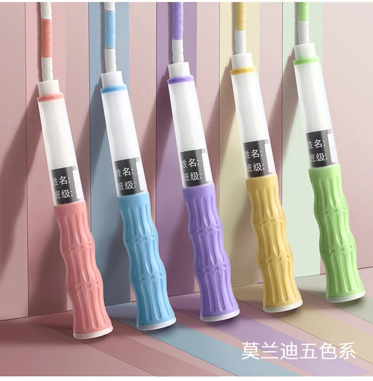 2.8M Exercise Rope Jump Rope Bamboo PVC Beginner Adult Child Soft Beaded No Tangle Segmented Fitness Skipping Cable Workout