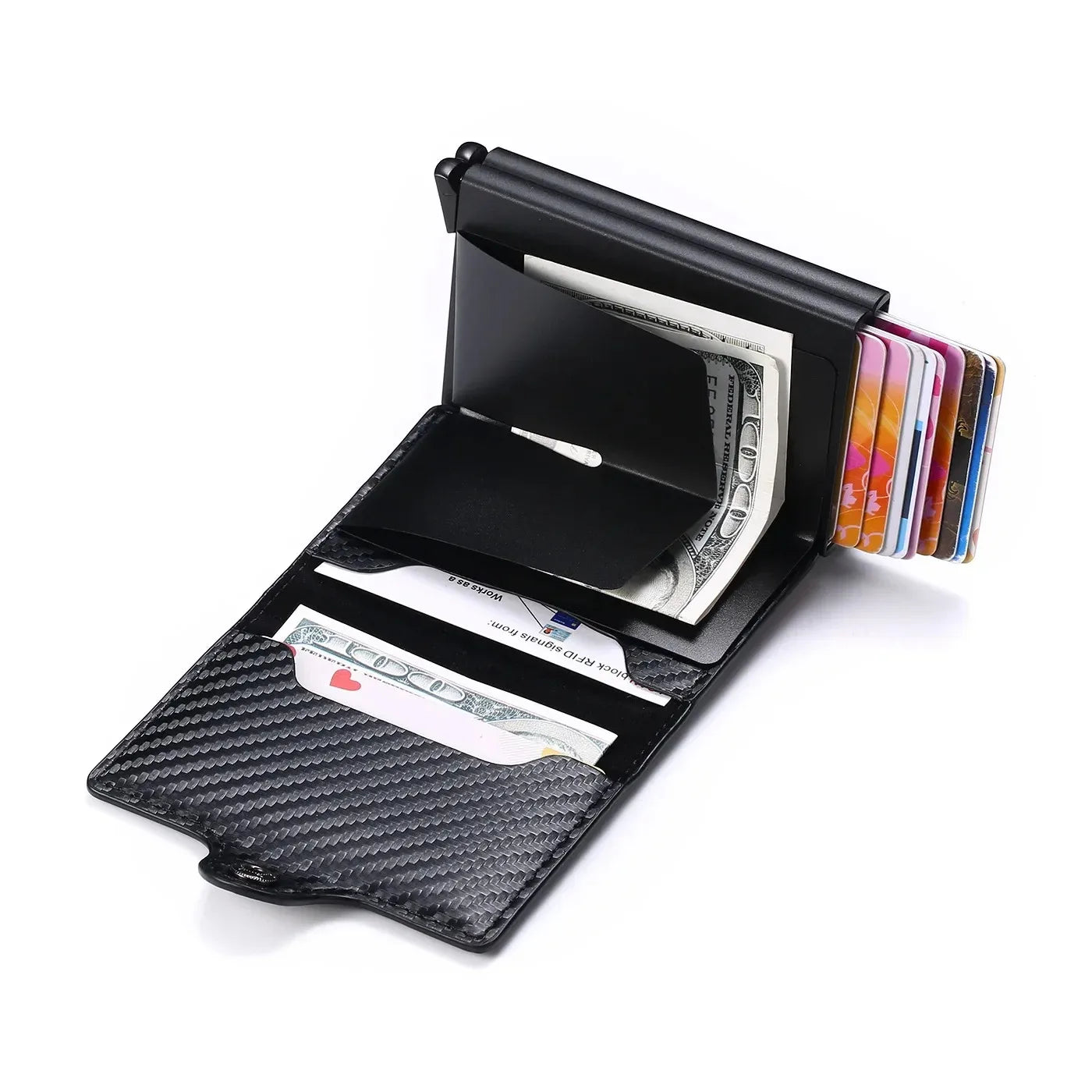 Anti Rfid Blocking Men Wallets with Custom Name Carbon Fiber Mini Wallet Large Capacity Card Holders Small Money Bag Male Purses