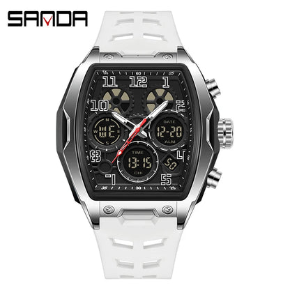 SADNA 6266 Popular Student Watch Wine Barrel Curved Mirror Alarm Clock Timer Waterproof Student Electronic Watch 2025