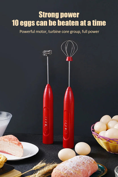 Electric Foamer Mixer Whisk Beater Stirrer 3-Speeds Coffee Milk Drink Frother USB Rechargeable Handheld Food Blender Whisk