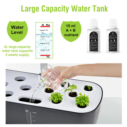Smart Indoor Hydroponic Garden With 12 Pods, 24W LED Grow Light, Automatic Watering System For Herbs Vegetables Flower Growing