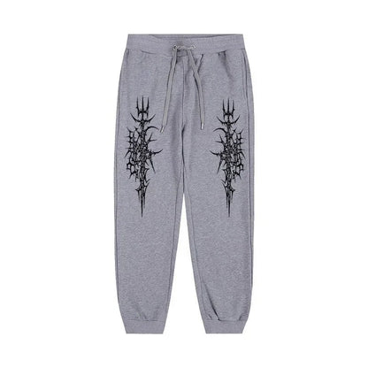 Men's printed waist sports pants street casual pants sports pants suitable outdoor sports and leisure pure jogging pants