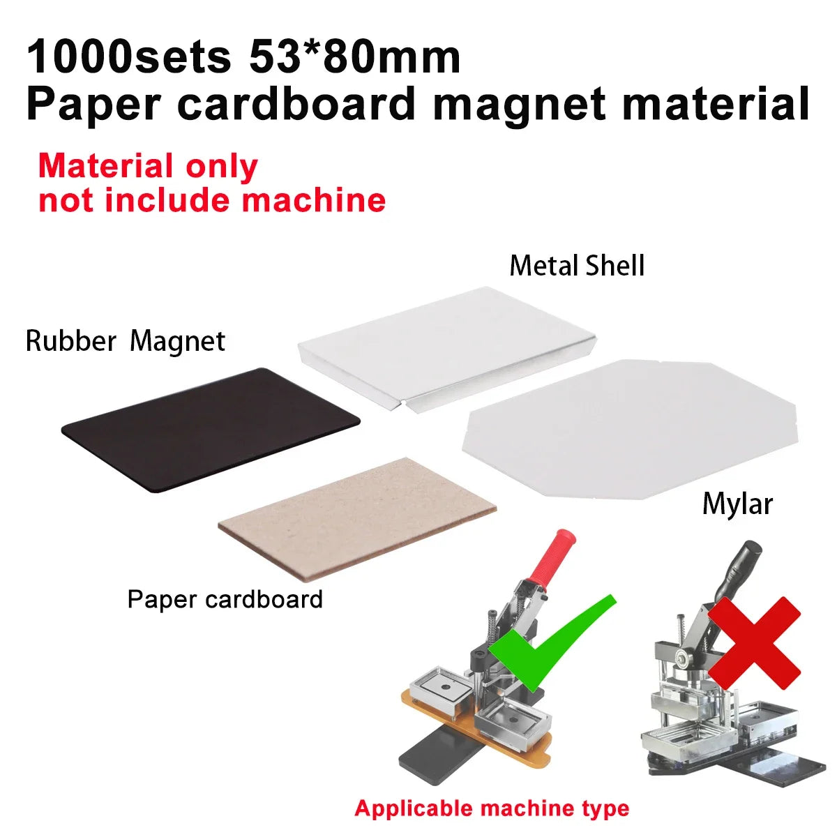 50-80mm DIY Fridge Magnet Maker Machine Rectangular 100Pc Magnet Materials Supply Paper Cutter Photo Refrigerator Sticker Making