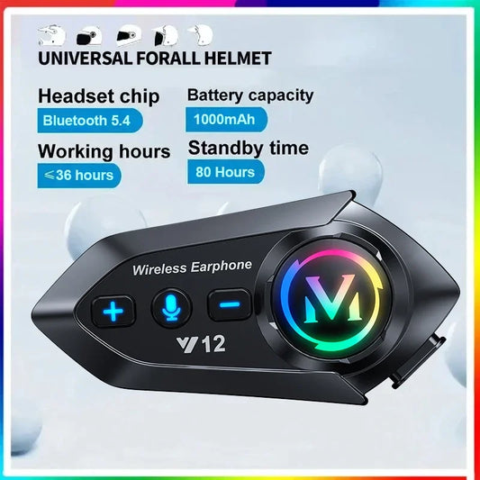 Bluetooth 5.4 Motorcycle Helmet Headset Wireless Waterproof Noice Reduction Earphone Super Long Standby HandsFree Headphone
