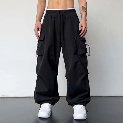 Cargo Pants For Men Baggy Long Pants,Men'S Parachute Cargo Pants Lightweight Pants Drawstring Loose Fit Hiking Casual Pants
