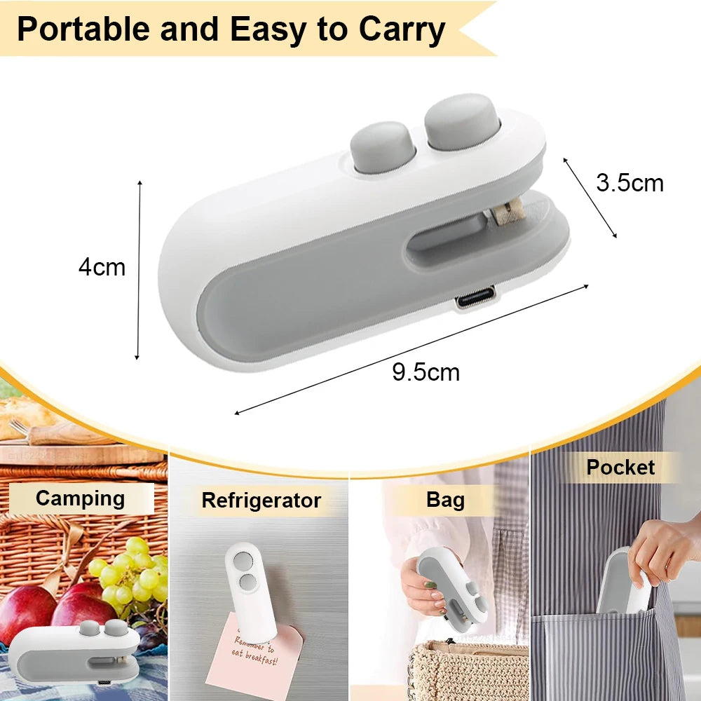Plastic Bags Sealer Mini Sealing Machine Food Packaging Bag Sealer Portable Heat Bag Sealer Rechargeable Food Bag Thermal Sealer