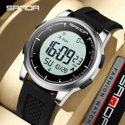 SANDA 9064 Student Sports Quartz LED Electronic Watch Calorimeter Step Electronic Watch Sleep Monitoring Smart Electronic Watch