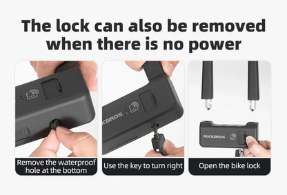 ROCKBROS Bicycle Smart Lock NFC Lock Aluminum Alloy High Strength Waterproof Anti-theft Safety U-Shape Lock MTB Road Bike Cyclin
